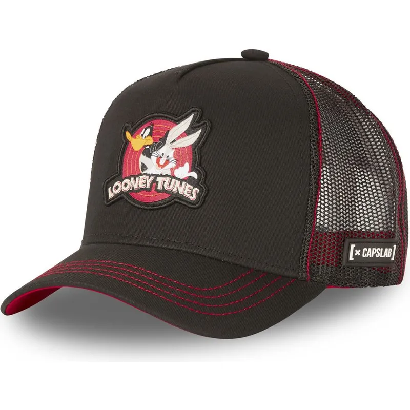 Capslab Bugs Bunny And Daffy Duck Lo Looney Tunes Black Trucker Hat