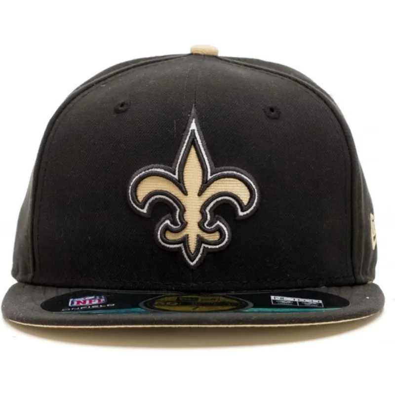 mutzen-flach-schwarz-angepasst-59fifty-authentic-on-field-game-der-new-orleans-saints-nfl-von-new-era