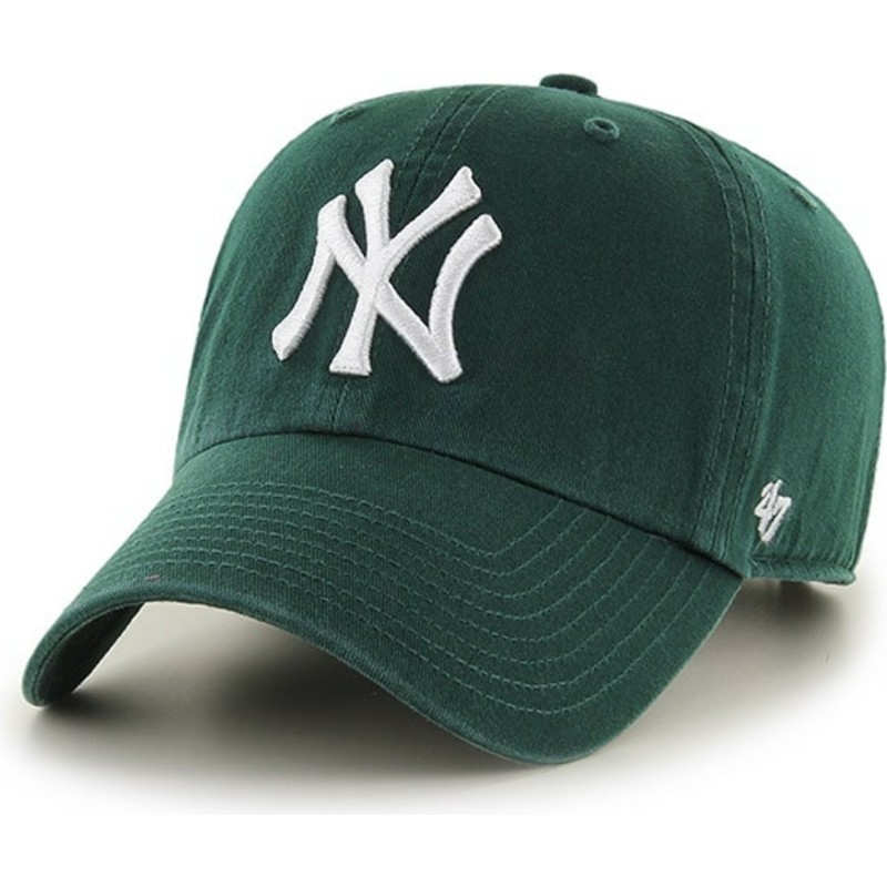 47-brand-curved-brim-mit-weissem-logo-new-york-yankees-mlb-clean-up-cap-dunkelgrun