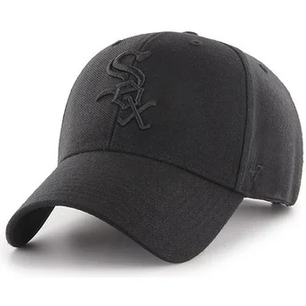 Schwarze gebogene Snapback-Kappe mit schwarzem Chicago White Sox MLB MVP-Logo von 47 Brand