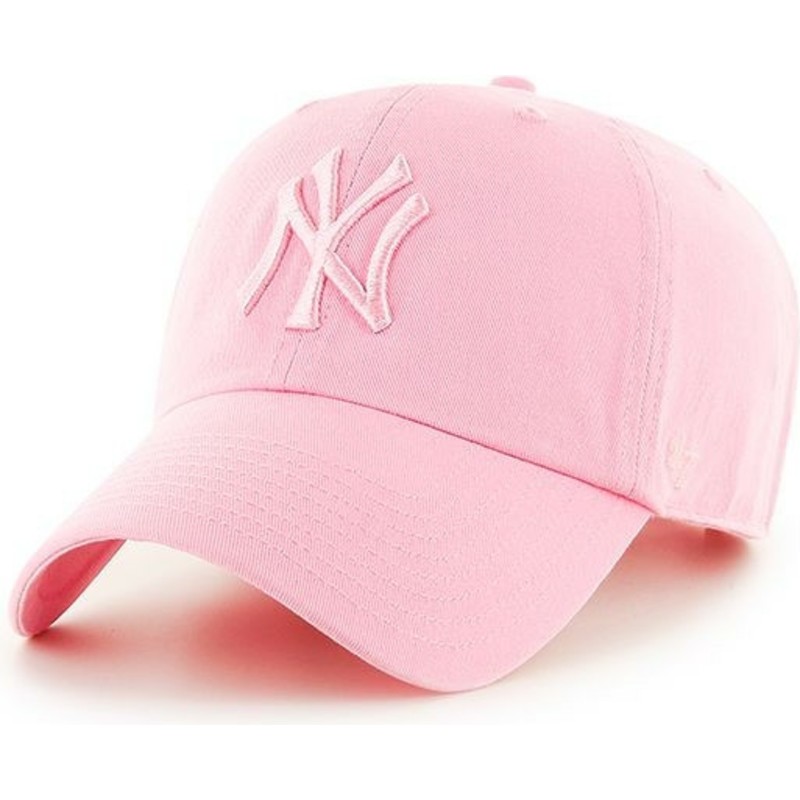 47-brand-curved-brim-pinkes-logo-new-york-yankees-mlb-clean-up-cap-pink