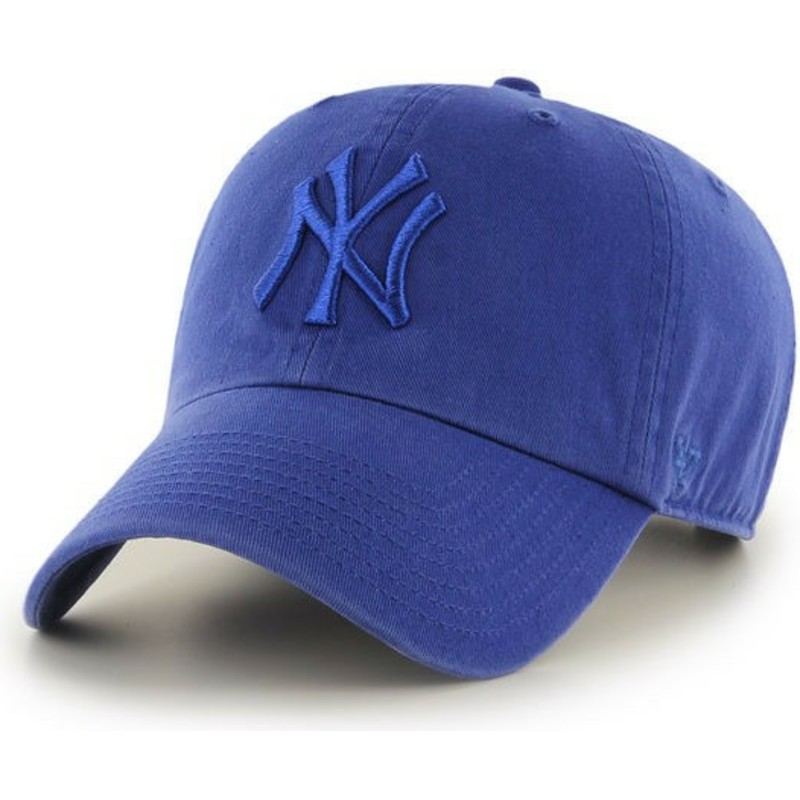 47-brand-curved-brim-blaues-logo-new-york-yankees-mlb-clean-up-cap-scheint-blau