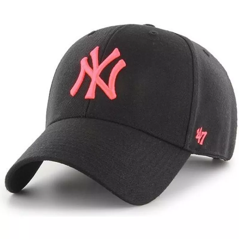 47-brand-curved-brim-pinkes-logo-new-york-yankees-mlb-mvp-snapback-cap-schwarz-