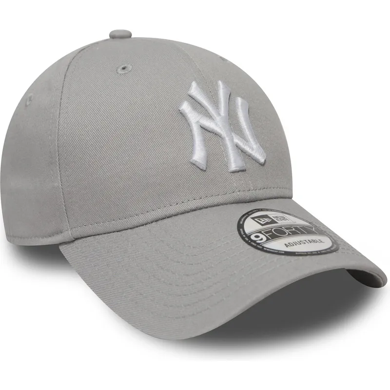 graue-verstellbare-curved-cap-9forty-essential-der-new-york-yankees-mlb-von-new-era