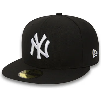 Schwarze, flache, anpassbare 59FIFTY Essential Kappe der New York Yankees MLB von New Era