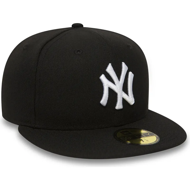 schwarze-enganliegende-59fifty-essential-flatcap-der-new-york-yankees-mlb-von-new-era