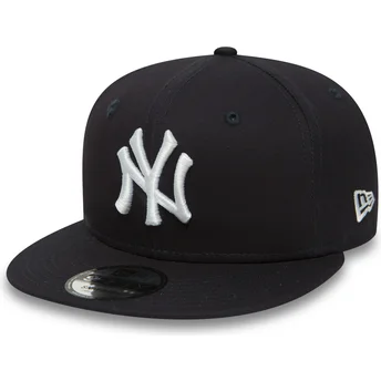 marineblaue-verstellbare-9fifty-essential-flat-cap-der-new-york-yankees-mlb-von-new-era