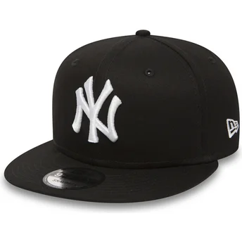 New Era New York Yankees MLB 9FIFTY White on Black verstellbare schwarze flache Kappe
