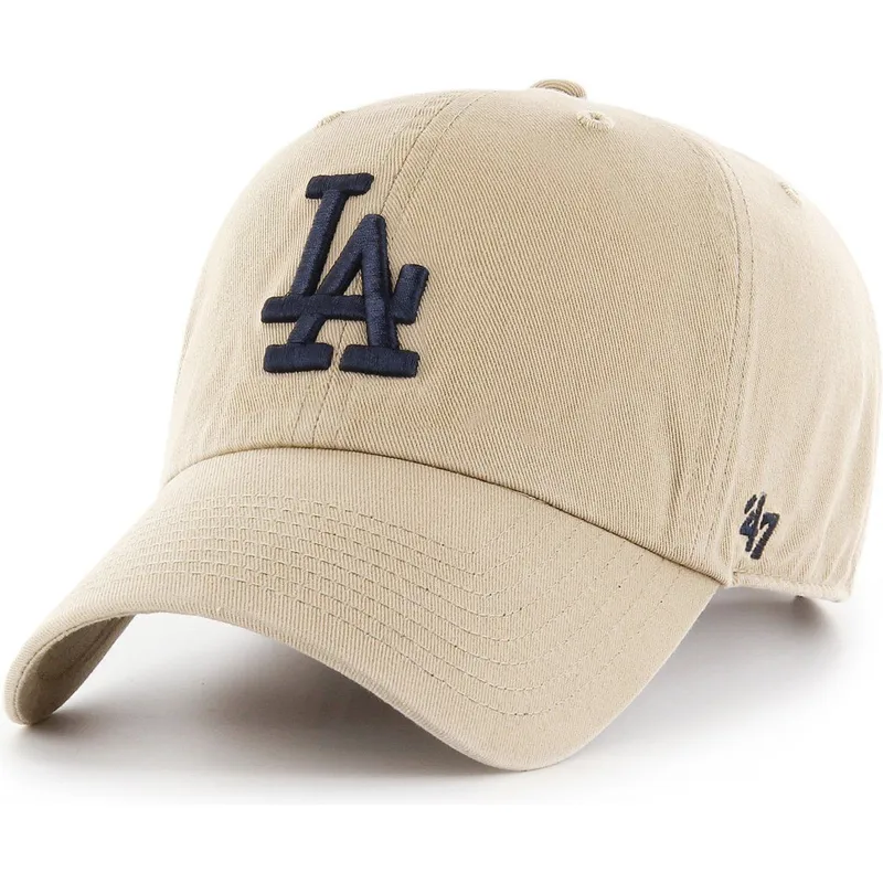 mutzen-gebogen-beige-verstellbares-band-caqui-negro-der-los-angeles-dodgers-mlb-von-47-brand