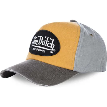 Gelbe und graue verstellbare Curved Cap JACKGOG von Von Dutch