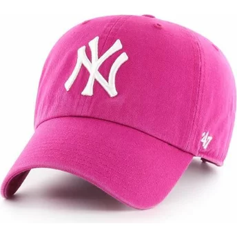 47 Brand Curved Brim New York Yankees MLB Clean Up Orchid Cap pink