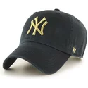 47-brand-curved-brim-goldenes-logo-new-york-yankees-mlb-clean-up-metallic-cap-schwarz