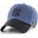 marineblaue-gebogene-kappe-mit-schirm-und-schwarzem-logo-der-new-york-yankees-mlb-clean-up-two-tone-von-47-brand