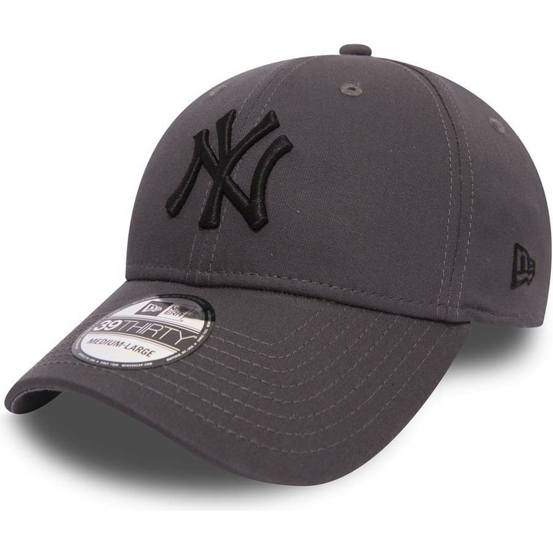 new-era-curved-brim-schwarzes-logo-39thirty-league-essential-new-york-yankees-mlb-fitted-cap-steingrau
