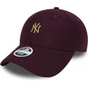 mutzen-gebogen-rot-verstellbares-band-granate-oro-9forty-melton-der-new-york-yankees-mlb-von-new-era