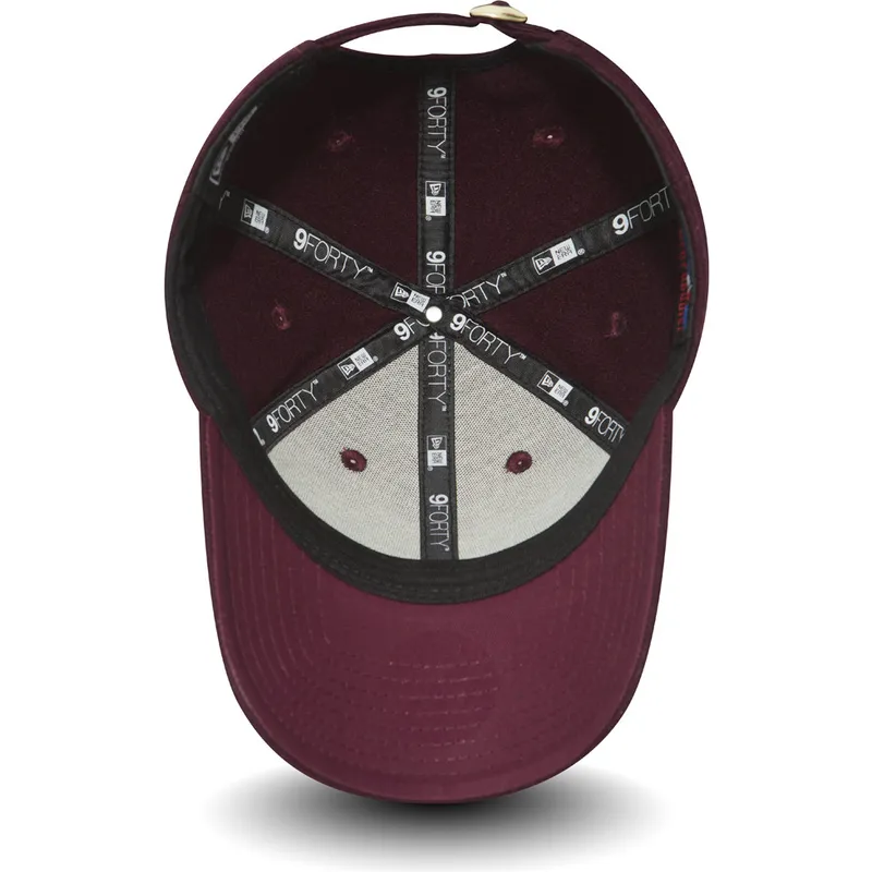 mutzen-gebogen-rot-verstellbares-band-granate-oro-9forty-melton-der-new-york-yankees-mlb-von-new-era