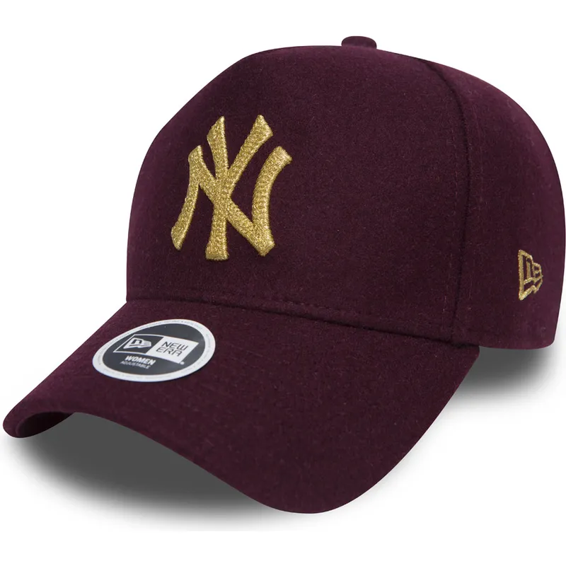 mutzen-gebogen-rot-verstellbares-band-granate-9forty-melton-a-frame-der-new-york-yankees-mlb-von-new-era