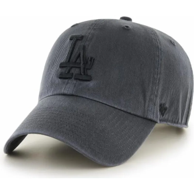 schwarze-gebogene-kappe-mit-schwarzem-los-angeles-dodgers-logo-mlb-clean-up-von-47-brand