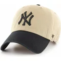 47-brand-curved-brim-schwarzes-logo-new-york-yankees-mlb-clean-up-two-tone-cap-beige-mit-schwarzem-schirm