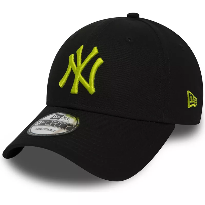 new-era-curved-brim-grunes-logo-9forty-essential-de-new-york-yankees-mlb-adjustable-cap-schwarz