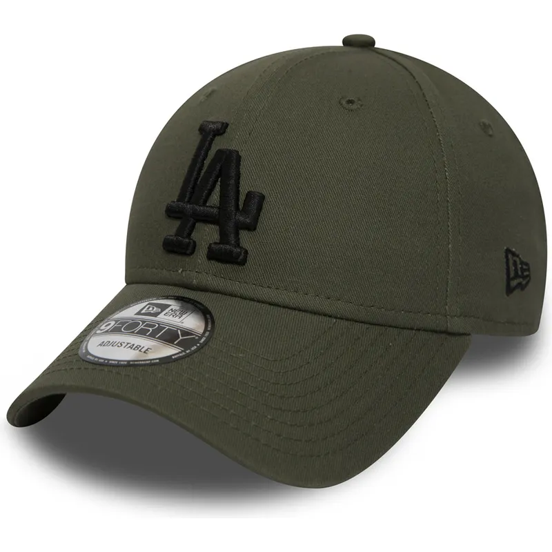 verstellbare-grune-curved-cap-mit-schwarzem-logo-9forty-essential-der-los-angeles-dodgers-mlb-von-new-era
