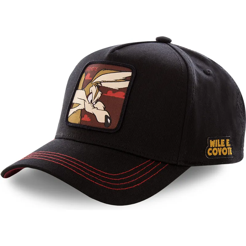 mutzen-gebogen-schwarz-snapback-kojote-looney-tunes-von-capslab