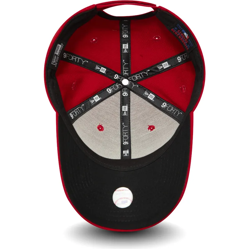 rote-verstellbare-gebogene-9forty-the-league-kappe-der-los-angeles-angels-mlb-von-new-era