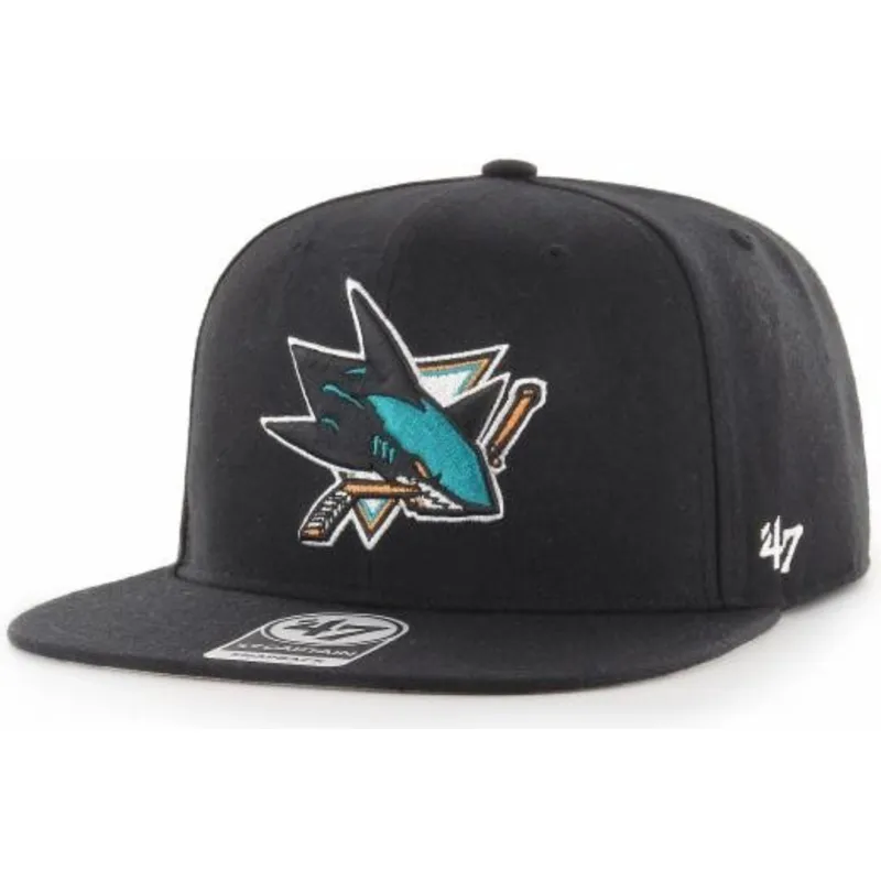 mutzen-flach-schwarz-snapback-captain-no-shot-der-san-jose-sharks-nhl-von-47-brand mutzen-flach-schwarz-snapback-captain-no-shot-der-san-jose-sharks-nhl-von-47-brand