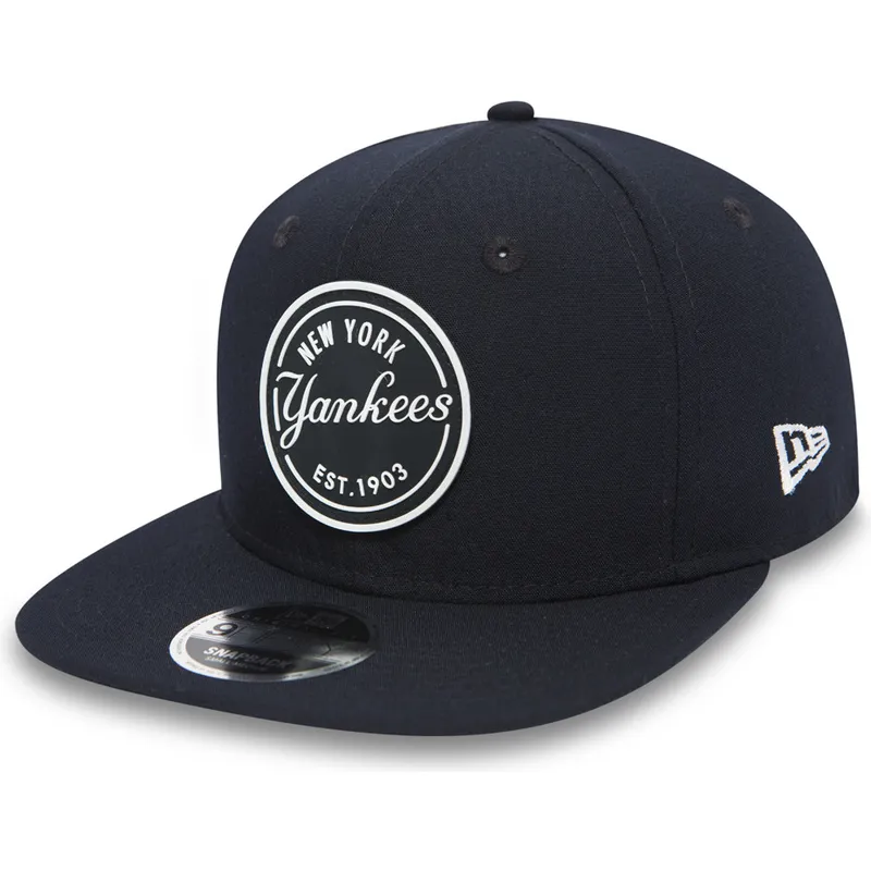 mutzen-flach-schwarz-snapback-9fifty-rubber-emblem-der-new-york-yankees-mlb-von-new-era