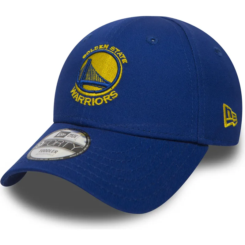 mutzen-gebogen-blau-verstellbares-band-fur-kinder-9forty-essential-der-golden-state-warriors-nba-von-new-era