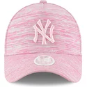 new-era-curved-brim-pinkes-logo-9forty-a-frame-engineerot-fit-new-york-yankees-mlb-adjustable-cap-pink