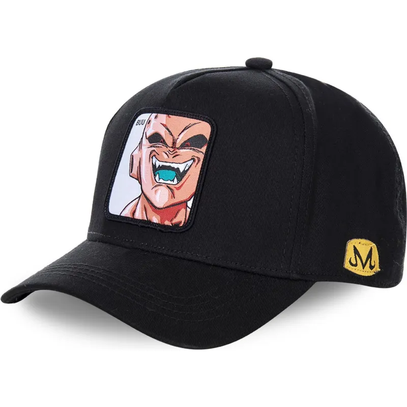 mutzen-gebogen-schwarz-snapback-kid-buu-dragon-ball-von-capslab