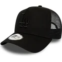 schwarze-trucker-kappe-mit-schwarzem-logo-league-essential-a-frame-der-los-angeles-dodgers-mlb-von-new-era