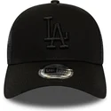 schwarze-trucker-kappe-mit-schwarzem-logo-league-essential-a-frame-der-los-angeles-dodgers-mlb-von-new-era