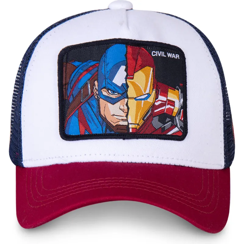 mutzen-gebogen-weiss-snapback-captain-america-und-iron-man-marvel-comics-von-capslab