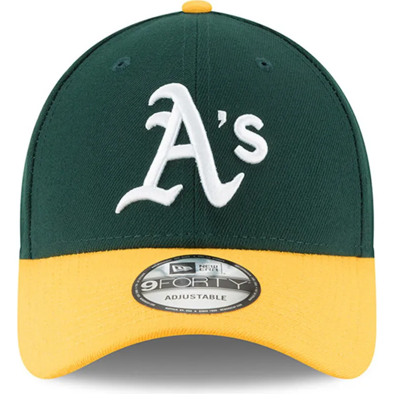 grune-und-gelbe-verstellbare-curved-cap-9forty-the-league-von-oakland-athletics-mlb-von-new-era
