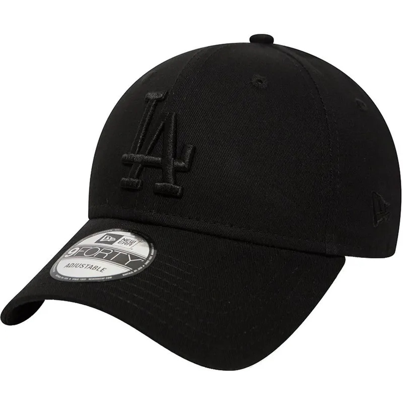 schwarze-verstellbare-curved-cap-mit-schwarzem-logo-9forty-league-essential-der-los-angeles-dodgers-mlb-von-new-era