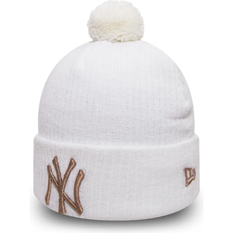 new-era-new-york-yankees-mlb-weisser-cuff-knit-sport-waffle-beanie-mit-bommel