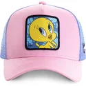 mutzen-gebogen-rosa-snapback-tweety-looney-tunes-von-capslab