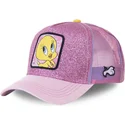 capslab-looney-tunes-twe4-piolin-truckerkappe-rosa-glitzer