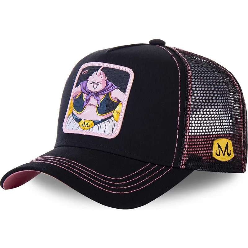 schwarze-und-rosa-trucker-kappe-buu-big3-dragon-ball-von-capslab