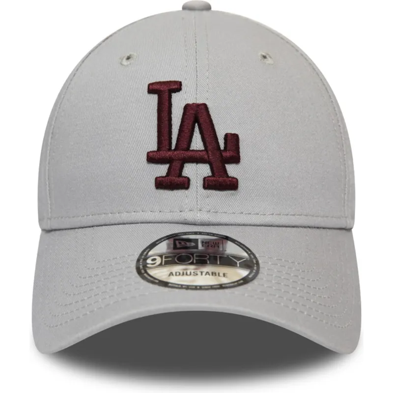 mutzen-gebogen-grau-verstellbares-band-granate-9forty-essential-der-los-angeles-dodgers-mlb-von-new-era