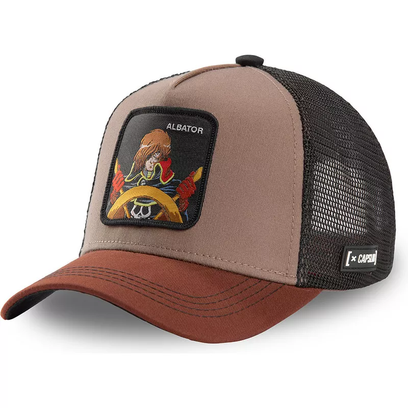 capslab-space-pirate-captain-harlock-alb-cpt3-brown-trucker-hat