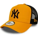new-era-mlb-new-york-yankees-league-essential-a-frame-trucker-cap-orange-with-black-logo