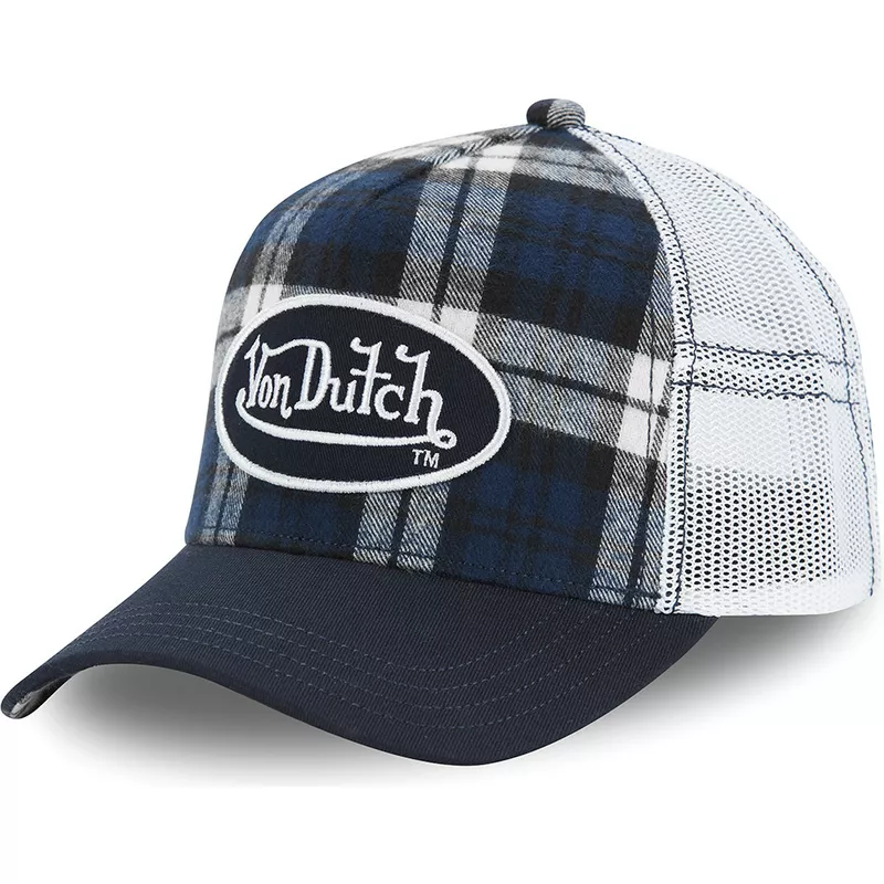 von-dutch-car-a5-white-and-blue-checkered-trucker-hat