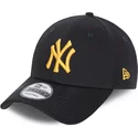 new-era-curved-brim-golden-logo-9forty-league-essential-new-york-yankees-mlb-navy-blue-adjustable-cap