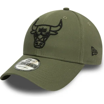 mutzen-gebogen-grun-verstellbares-band-negro-9forty-league-essential-der-chicago-bulls-nba-von-new-era