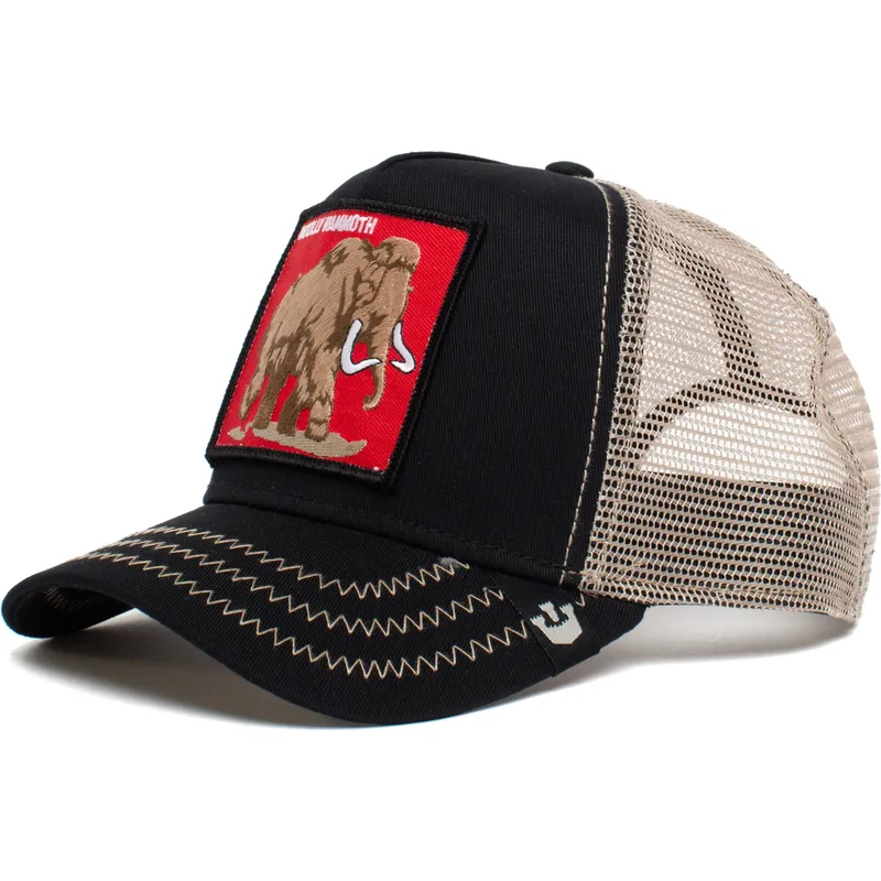schwarze-trucker-kappe-mammut-wooly-mammoth-6-tons-the-farm-von-goorin-bros