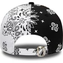 new-era-curved-brim-black-logo-9forty-paisley-print-new-york-yankees-mlb-black-and-white-adjustable-cap