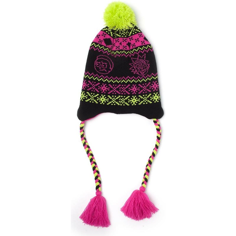 difuzed-acid-rick-and-morty-black-pink-and-green-sherpa-beanie